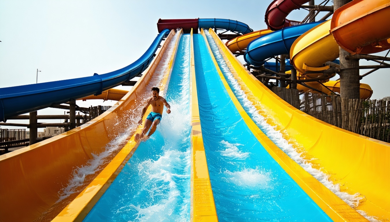 Thrilling water slides at Water Park Dubai